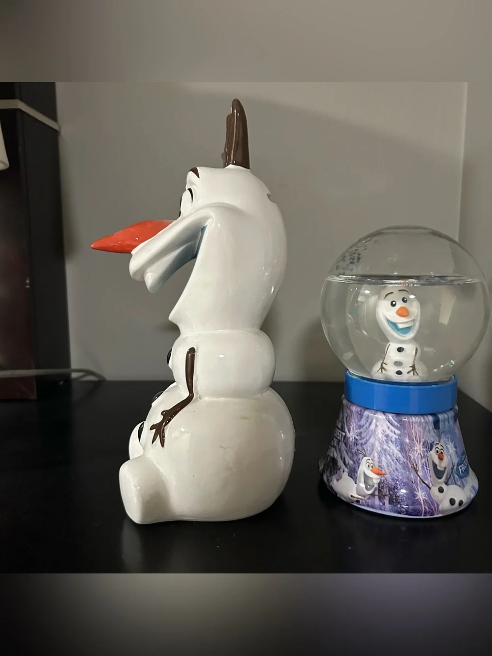 Disney Olaf Piggy Bank 8”  & Snow Globe